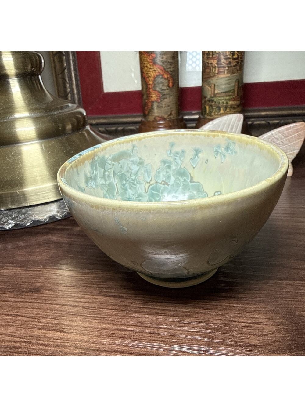 Vintage Loi Quebec Crystalline Glaze Pottery Bowl Canadian Studio Art 3.75” D